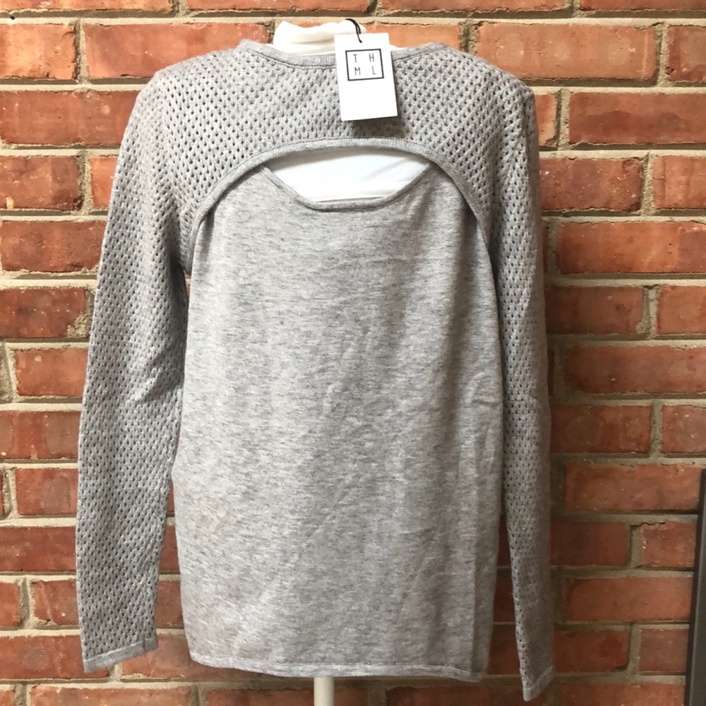 THML Clothing gray cutout sweater knit top